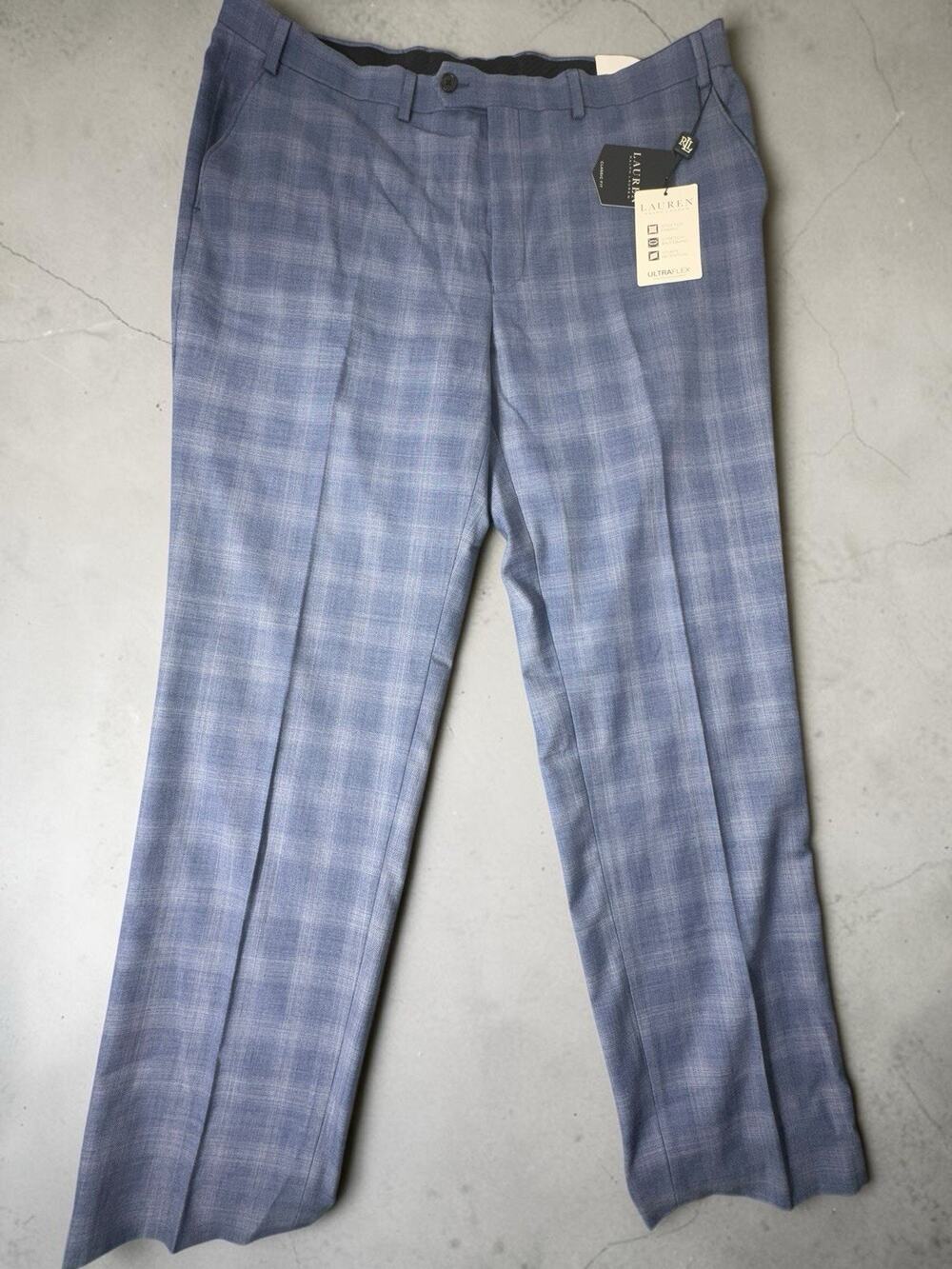 Lauren Ralph Lauren Mens Classic Fit Suit Pants 40x32 Blue Plaid Wool Blend NWT